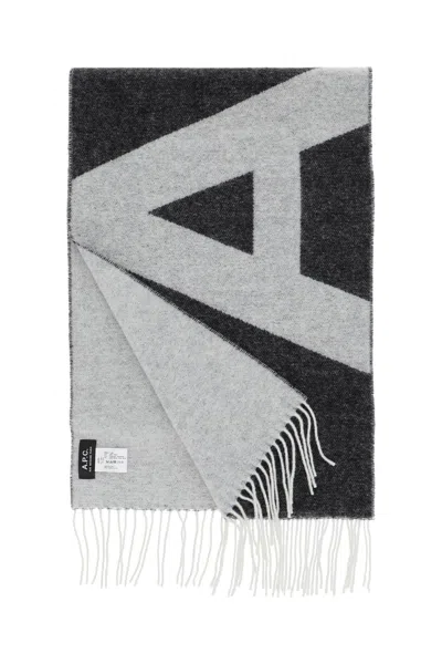 Apc A.p.c. Dark Grey Wool Blend Malo Scarf