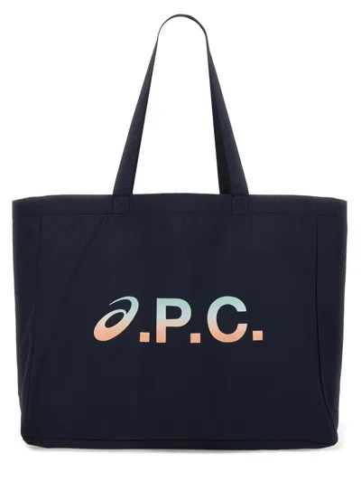 Apc A.p.c. Navy Blue Fabric A.p.c. X Asics  Diane Shopping Bag