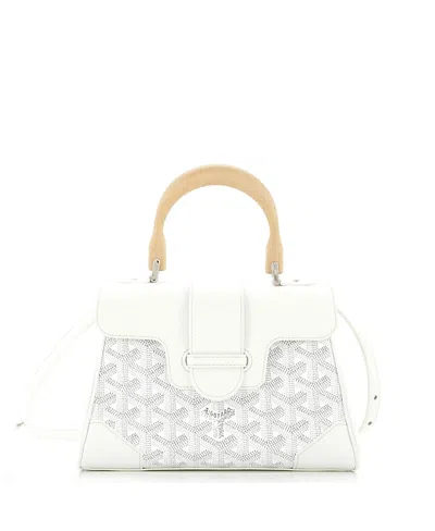 Pre-owned Pre-owned Goyard  Goyard Mini Saigon Top Handle Bag Coated Canvas With Leather In Neutral