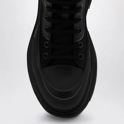 Alexander Mcqueen Black Canvas And Leather Boxer Ankle Boots