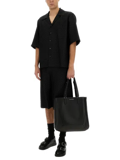 Alexander Mcqueen Camp Collar Hawaiian Black Viscose Shirt