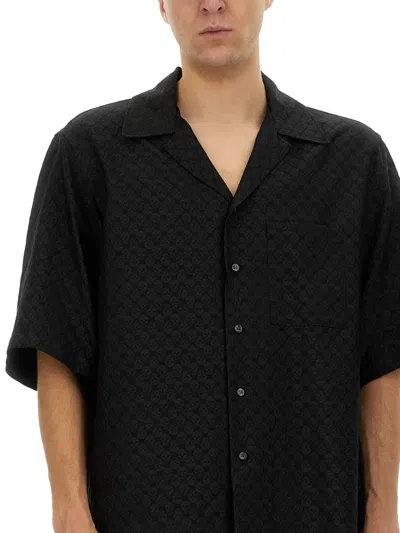 Alexander Mcqueen Camp Collar Hawaiian Black Viscose Shirt