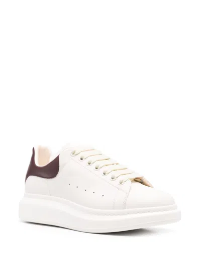 Alexander Mcqueen White Low-top Sneakers With Chunky Sole And Contrasting Heel Tab In Leather Man In Brown