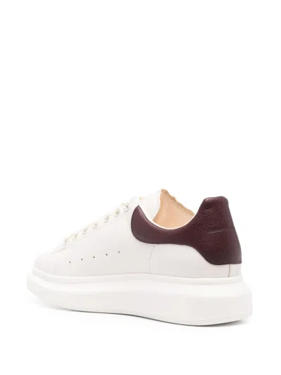 Alexander Mcqueen White Low-top Sneakers With Chunky Sole And Contrasting Heel Tab In Leather Man In Brown