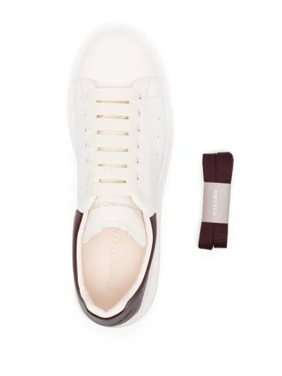 Alexander Mcqueen White Low-top Sneakers With Chunky Sole And Contrasting Heel Tab In Leather Man In Brown