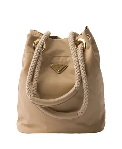 Prada Mariner Small Bucket Bag In Camel Renylon