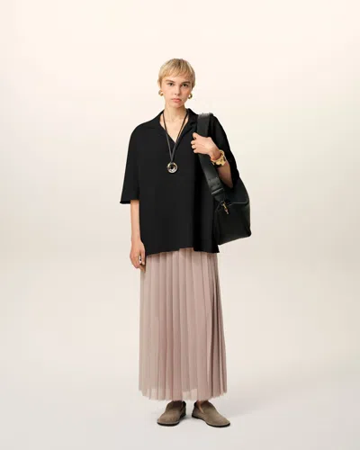 Ami Alexandre Mattiussi Ami Paris Black Viscose Blend Oversize Polo Shirt