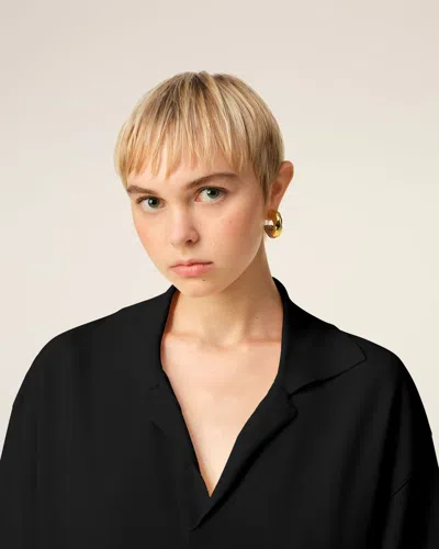 Ami Alexandre Mattiussi Ami Paris Black Viscose Blend Oversize Polo Shirt