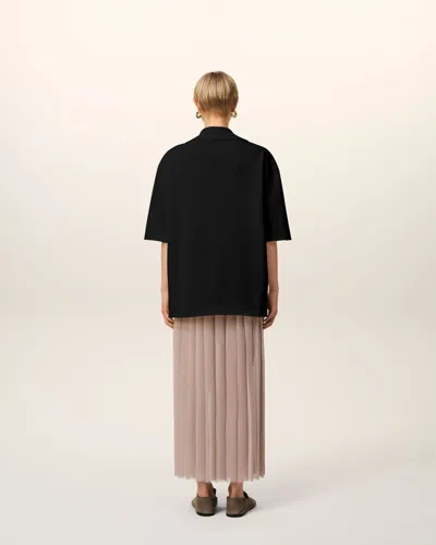 Ami Alexandre Mattiussi Ami Paris Black Viscose Blend Oversize Polo Shirt