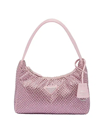 Prada Re-edition 2000 Crystal-embellished Mini Bag In Pink