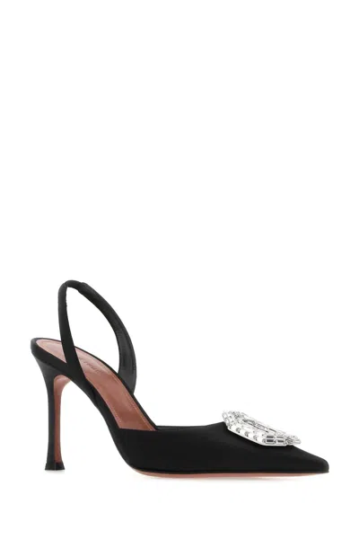 Amina Muaddi Satin Camelia Slingback Pumps 105