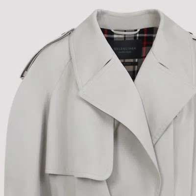 Balenciaga Beige Cropped Trench Coat In Cotton Twill