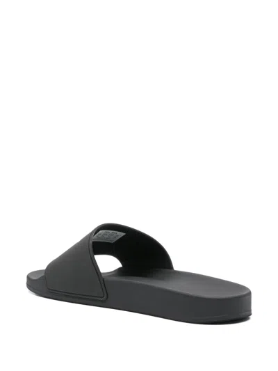 Balenciaga Black Sandals With Maxi Contrasting Logo In Tech Fabric Man