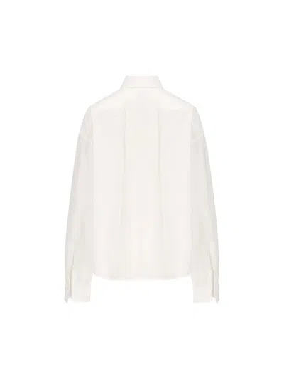 Balenciaga White Shirt With Pointed Collar And Front Slit In Cotton Woman