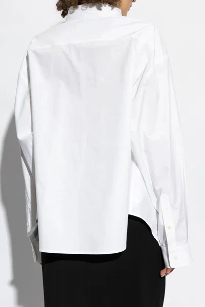 Balenciaga White Shirt With Pointed Collar And Front Slit In Cotton Woman