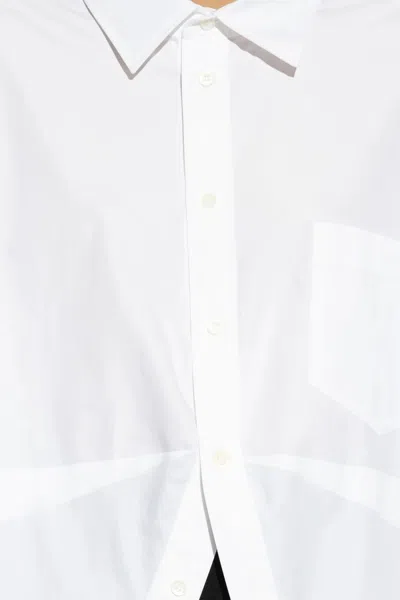 Balenciaga White Shirt With Pointed Collar And Front Slit In Cotton Woman