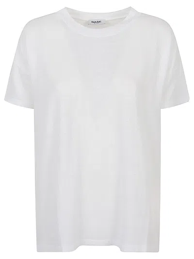Base Milano White Linen Blend T-shirts And Polos