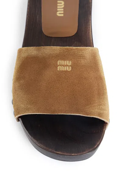 Miu Miu Women Leather Sandals In Multi