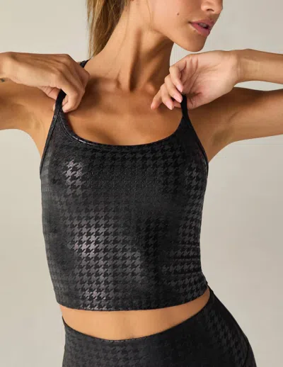 Beyond Yoga Slim Racerback High Cropped Tank In Houndstooth Black In Black