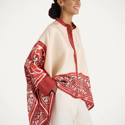 La Doublej La Double J Silk Foulard Shirt With Patternssilhouette In Multi