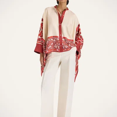 La Doublej La Double J Silk Foulard Shirt With Patternssilhouette In Multi