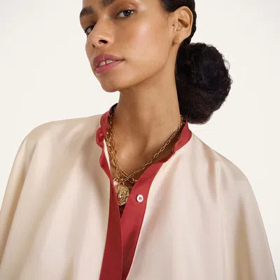 La Doublej La Double J Silk Foulard Shirt With Patternssilhouette In Multi