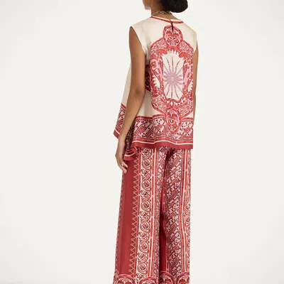 La Doublej La Double J Silk Twill Palazzo Pants With Cobra Pattern In Red