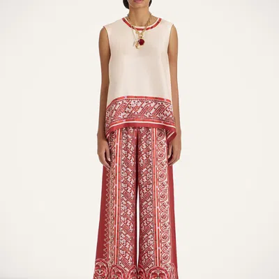 La Doublej La Double J Silk Twill Palazzo Pants With Cobra Pattern In Red