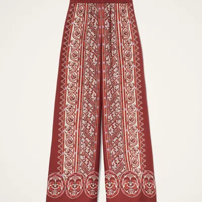 La Doublej La Double J Silk Twill Palazzo Pants With Cobra Pattern In Red
