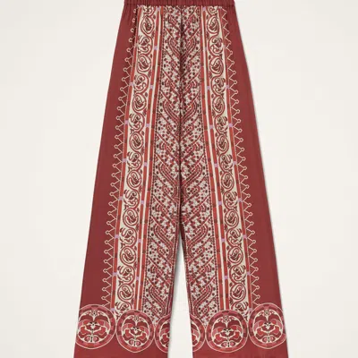 La Doublej La Double J Silk Twill Palazzo Pants With Cobra Pattern In Red