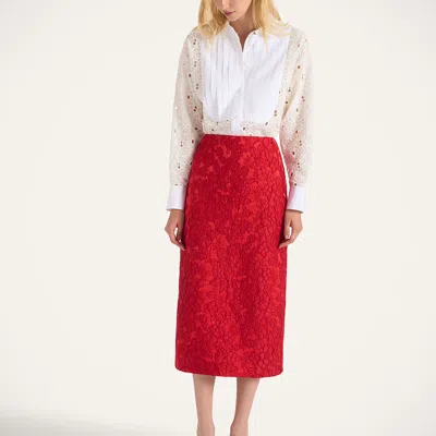 La Doublej Maxirock Mit Blumenmuster In Red