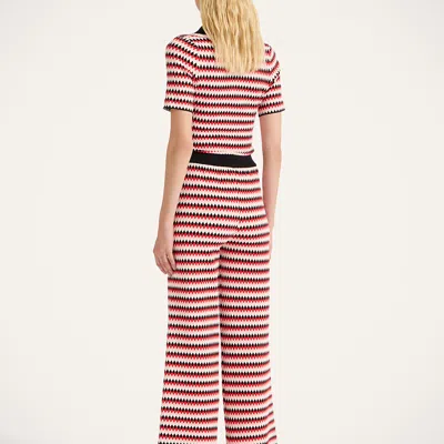 La Doublej Cropped Wide-leg Jacquard-knit Pants In Red