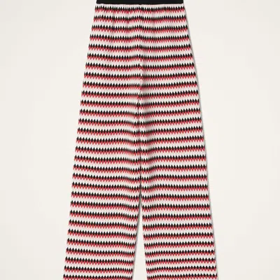 La Doublej Cropped Wide-leg Jacquard-knit Pants In Red