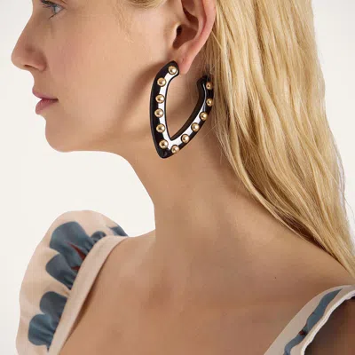 La Doublej Dew Earrings Solid Black In Black