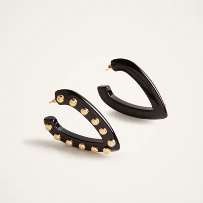 La Doublej Dew Earrings Solid Black In Black