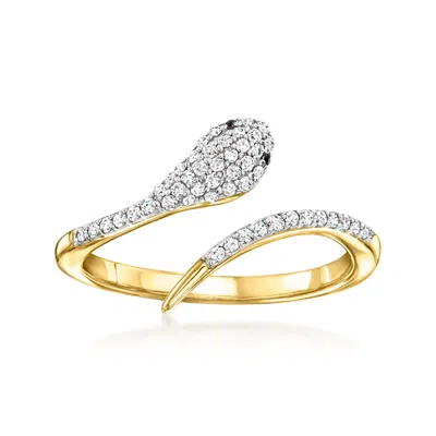 Ross-simons Black And White Diamond Snake Ring In 18kt Gold Over Sterling