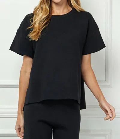 See And Be Seen Short Sleeve Sweater Top In Black