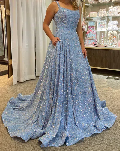 Sherri Hill Sequin Prom Dress In Light Blue