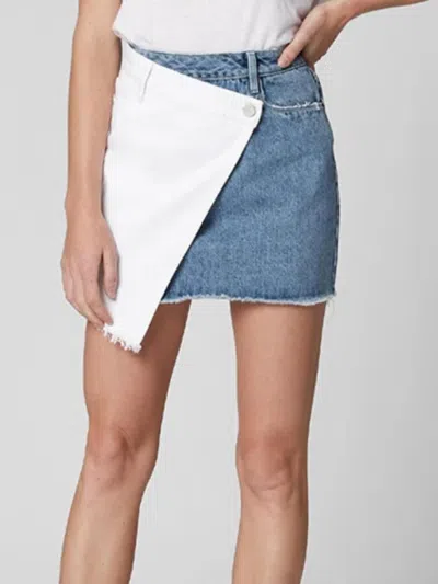 Blanknyc Side By Side Asymmetrical Mini Skirt In Medium Indigo