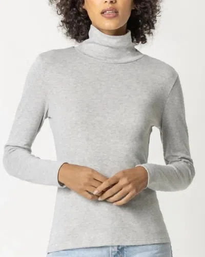 Lilla P Long Sleeves Turtleneck Tee In Heagray In Gray