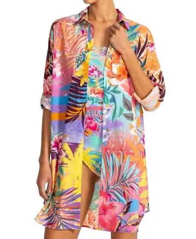 Johnny Was Button Down Shirt Dress In Zeru