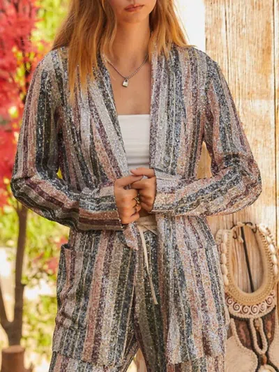 Main Strip Sequin Striped Jacket In Multi