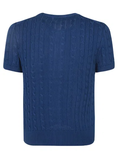 Polo Ralph Lauren Cable-knit Cotton Short-sleeve Cardigan In Harrison Blue