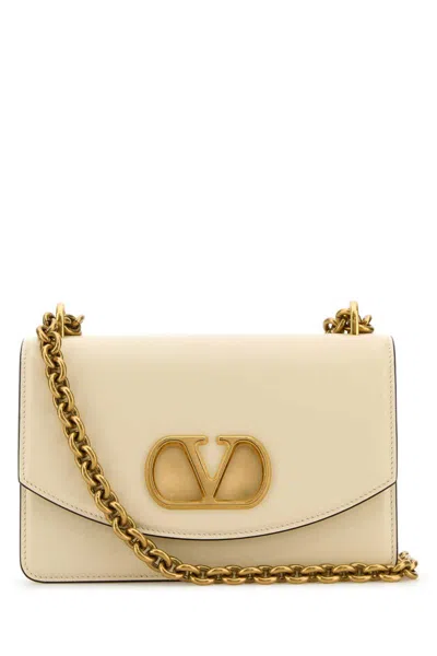 Valentino Borsa A Spalla Piccola In Pelle Butter White Con Tracolla A Catena