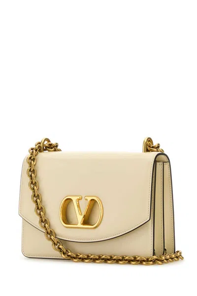 Valentino Borsa A Spalla Piccola In Pelle Butter White Con Tracolla A Catena