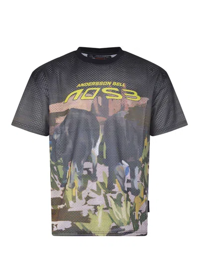 Andersson Bell Cow-print Mesh T-shirt In Gray