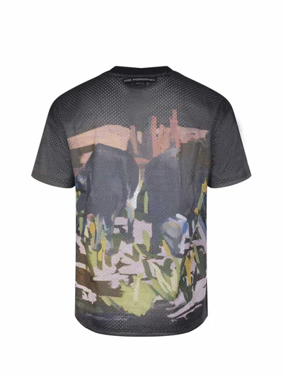 Andersson Bell Cow-print Mesh T-shirt In Gray