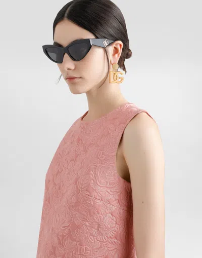 Dolce & Gabbana Pink Dg Logo Floral Lace Short Dress