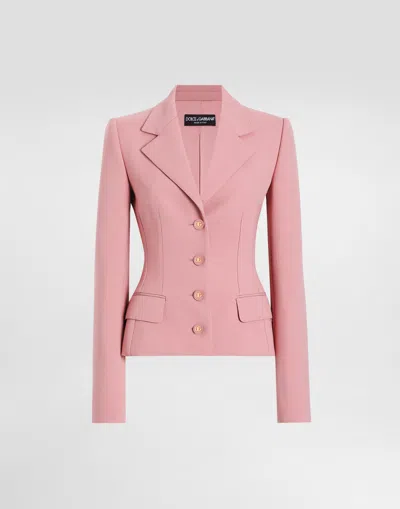 Dolce & Gabbana Single-breasted Pink Wool Jacket In Pink