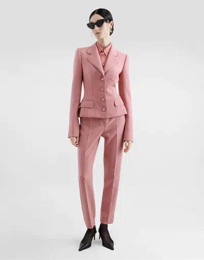 Dolce & Gabbana Single-breasted Pink Wool Jacket In Pink